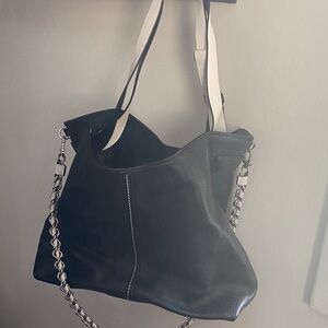 Michael Kors Black Leather Shoulder Bag with Chain Strap
